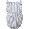 Ruffled Romper, Navy French Ticking - Rompers - 1 - thumbnail