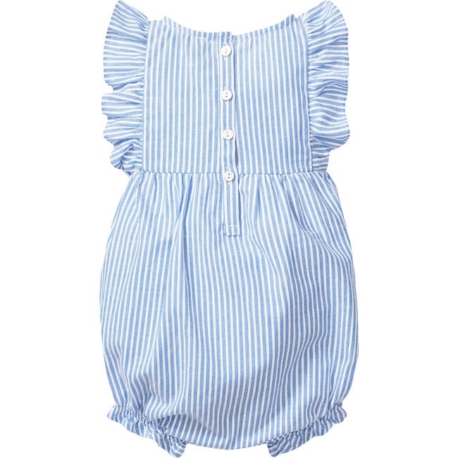 Ruffled Romper, French Blue Seersucker - Rompers - 2