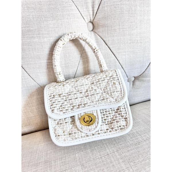 Ivory Knit Fabric Junior Purse - Bags - 2