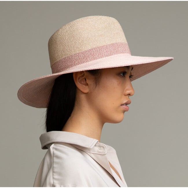 Women's Emmanuelle Packable Fedora, Sand/Rose/Pale Pink - Hats - 3