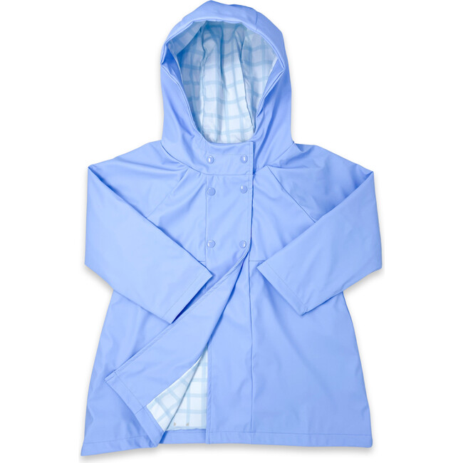 Rainy Day Windowpane Raincoat, Whales Blue