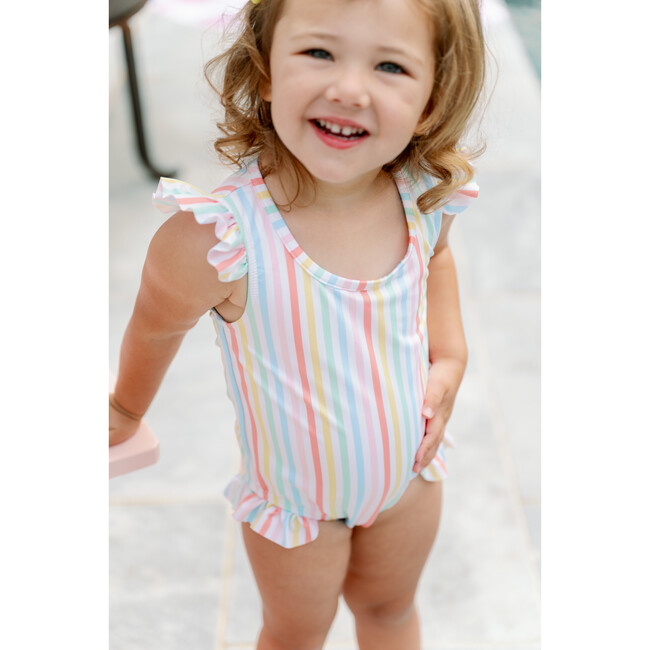 Lottie Striped Swimsuit, Rainbow - One Pieces - 3