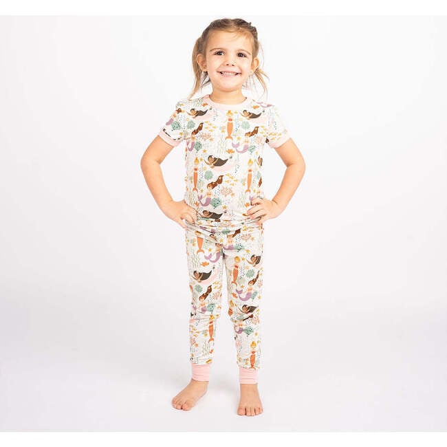 Making Waves Mermaids Bamboo Short Sleeve Kids Pajama Pants Set - Pajamas - 2