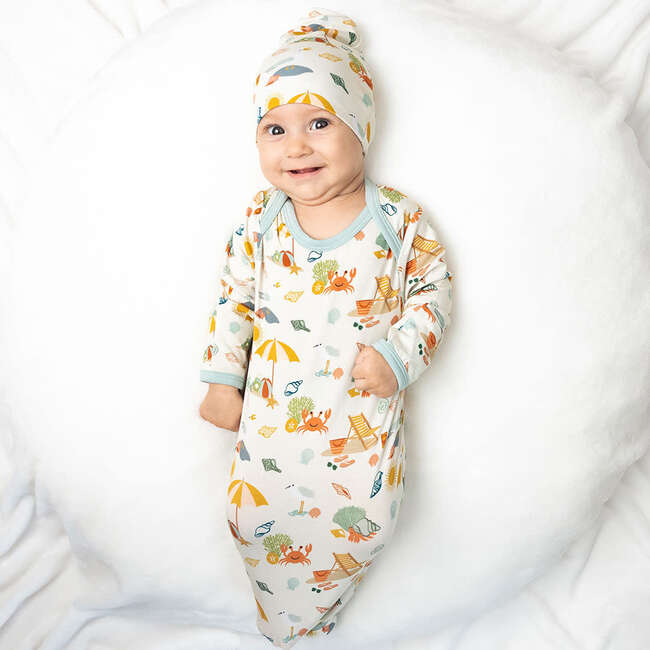 Beach Day Bamboo Gown and Hat Newborn Baby Gift Set - Mixed Apparel Set - 2