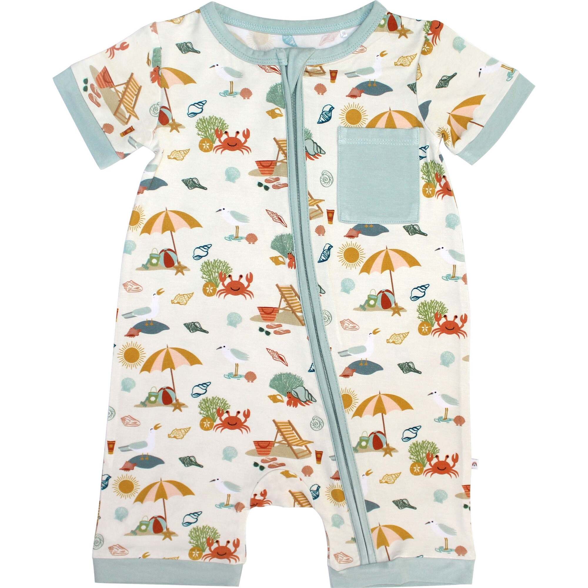 Beach Day Bamboo Baby Shortie Romper - Rompers - 1