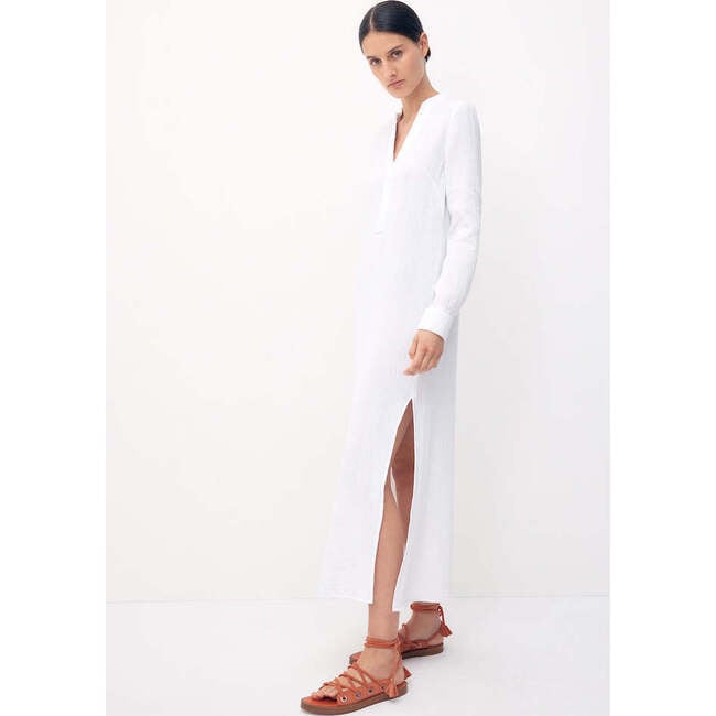 Women's Frieda V-Neck Shirt Dress, White - Dresses - 2