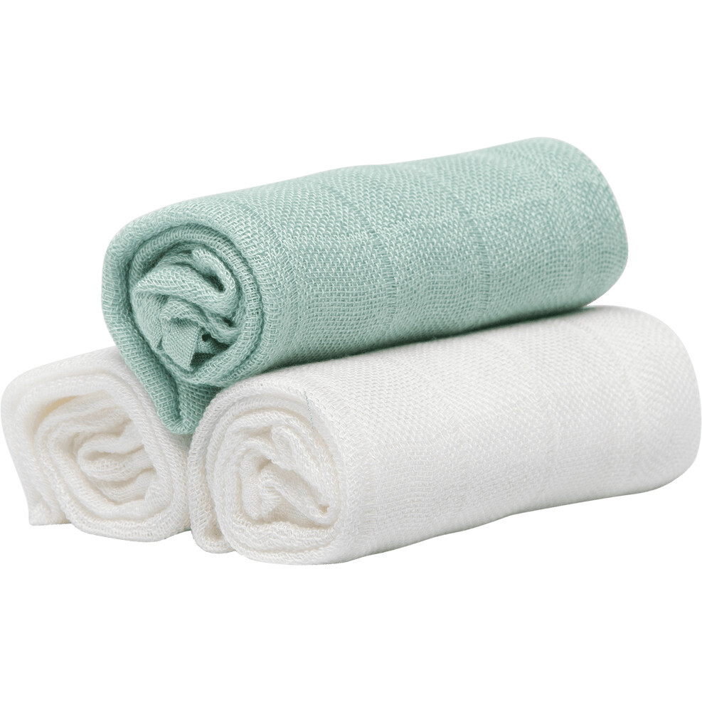 Muslin Squares Set, Green & White - Burp Cloths - 1