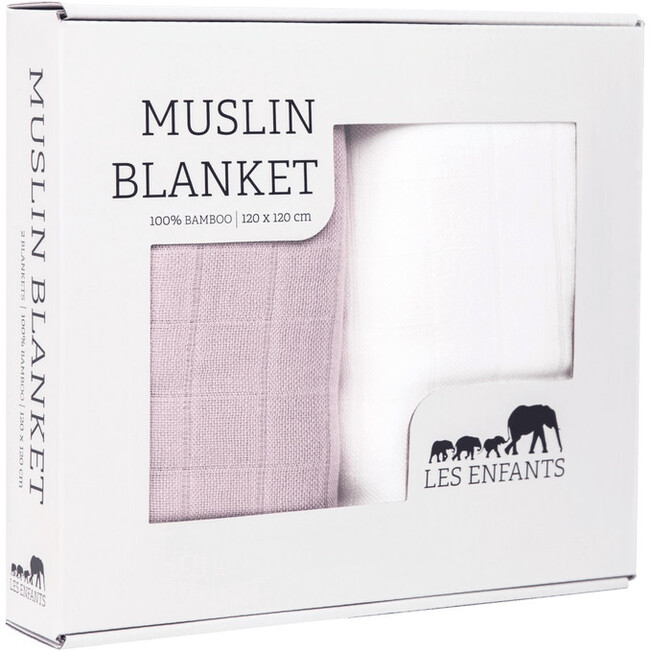 Muslin Blanket Set, Pink & White