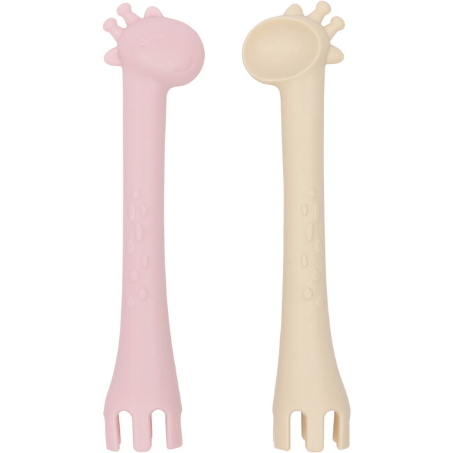 Giraffe Shaped Cutlery Set, Pink & Sand
