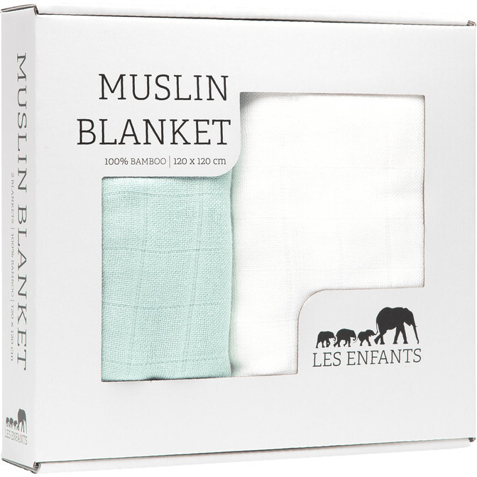 Muslin Blanket Set, Green & White - Blankets - 1