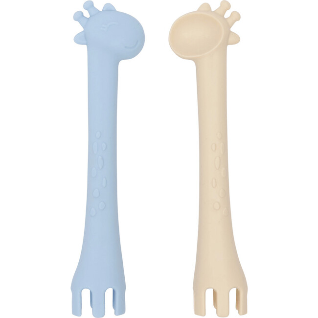 Giraffe Shaped Cutlery Set, Blue & Sand
