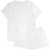 Women's Pima Pointelle Shirt & Short Pajamas Set, White - Pajamas - 1 - thumbnail