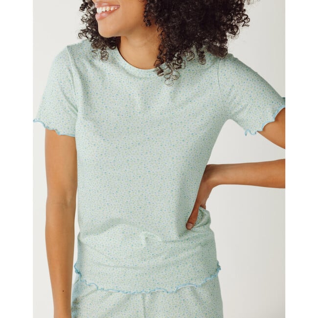 Women's PimaHibsicus Ditsy Shirt & Short Pajamas Set, Green - Pajamas - 2