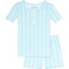 Unisex Pima Striped Shirt & Short Pajamas Set, Pacific Blue - Pajamas - 1 - thumbnail