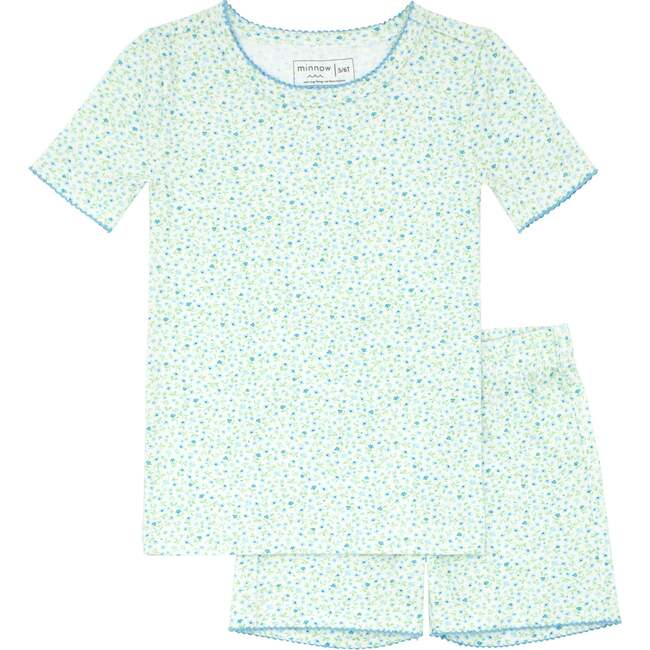 Girls Pima Hibiscus Ditsy Shirt & Short Pajamas Set
