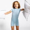 Unisex Pima Striped Shirt & Short Pajamas Set, Pacific Blue - Pajamas - 7