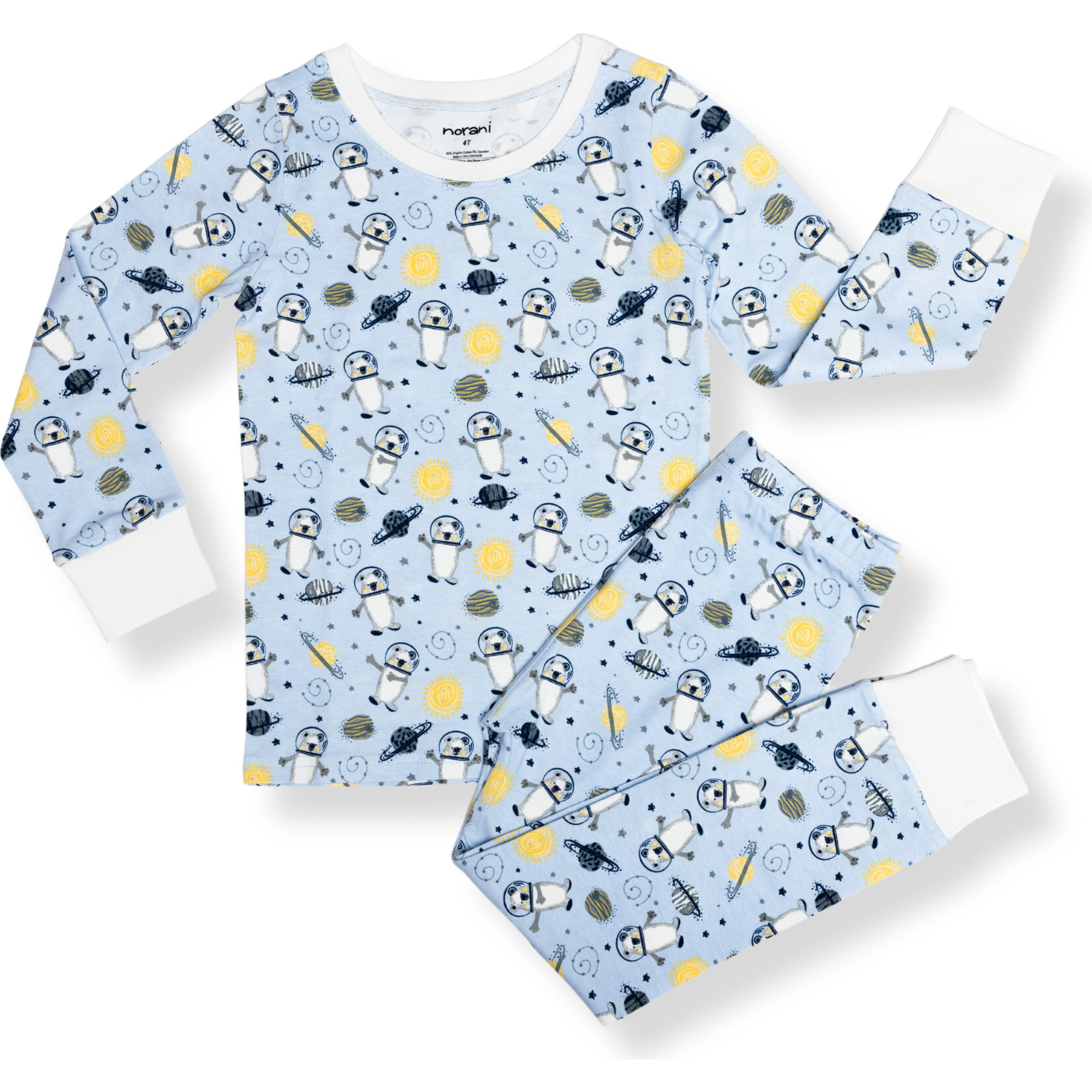 Print Long Sleeve Pajamas, Space Bears - Pajamas - 1
