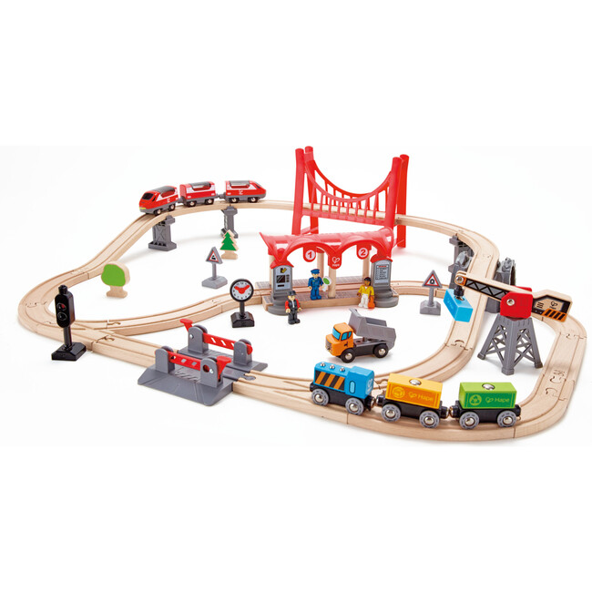 Wooden Busy City Train Set, 51 Pieces