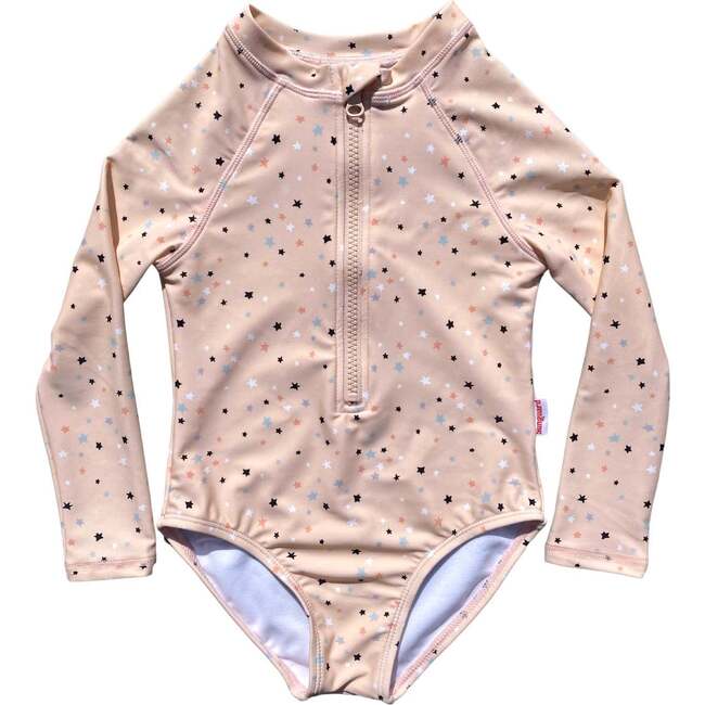 Nola Long-Sleeve One-Piece Swimsuit, Stars - One Pieces - 1