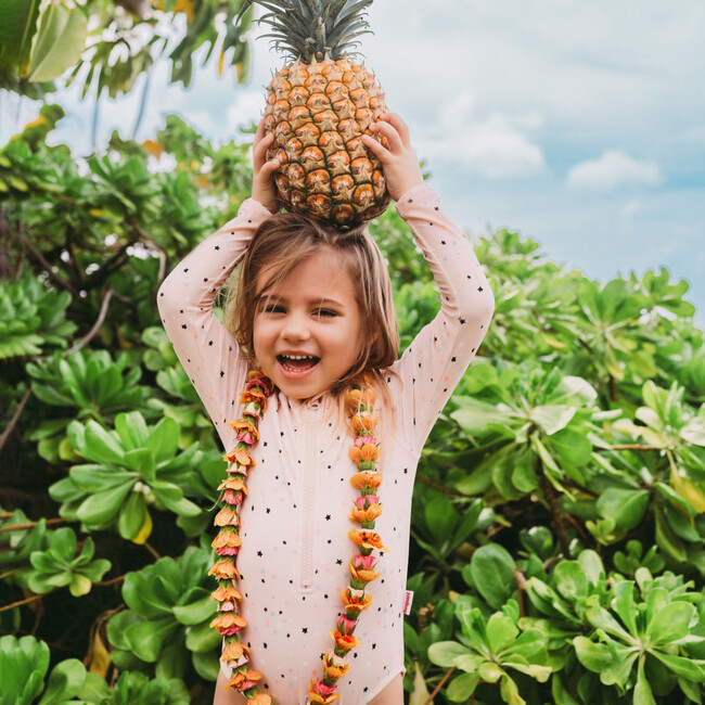 Nola Long-Sleeve One-Piece Swimsuit, Stars - One Pieces - 2