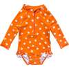 Baby Emily Halp-Zipped Long Raglan Sleeve Swimsuit, Plumeria Orange - One Pieces - 1 - thumbnail