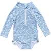 Baby Emily Halp-Zipped Long Raglan Sleeve Swimsuit, Ditsy Tropical Blue - One Pieces - 1 - thumbnail