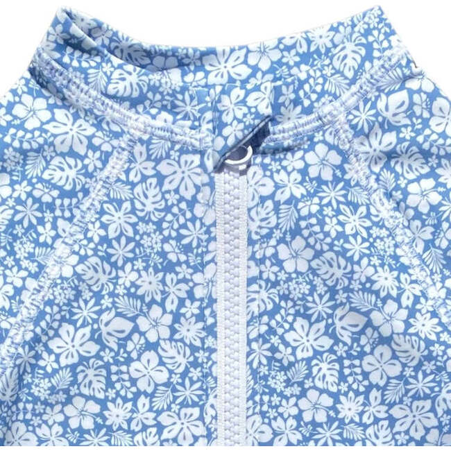 Baby Emily Halp-Zipped Long Raglan Sleeve Swimsuit, Ditsy Tropical Blue - One Pieces - 2