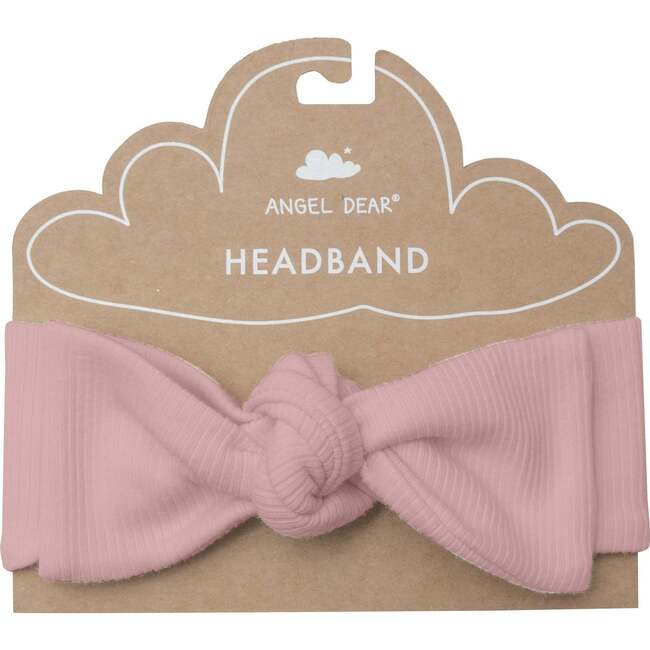 Silver Pink Solid Rib Headband, Pink