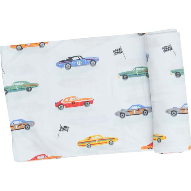 Muscle Cars Swaddle Blanket, Blue