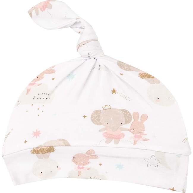 Elephant + Bunny Ballerinas Knotted Hat, White
