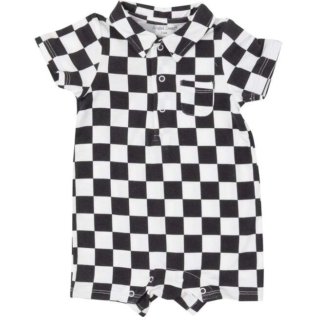 Checkerboard Polo Shortie, Black