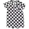 CHECKERBOARD POLO SHORTIE, Black - Rompers - 1 - thumbnail
