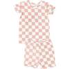 CHECKERBOARD PINK SHORT LOUNGE WEAR SET, Pink - Mixed Apparel Set - 1 - thumbnail