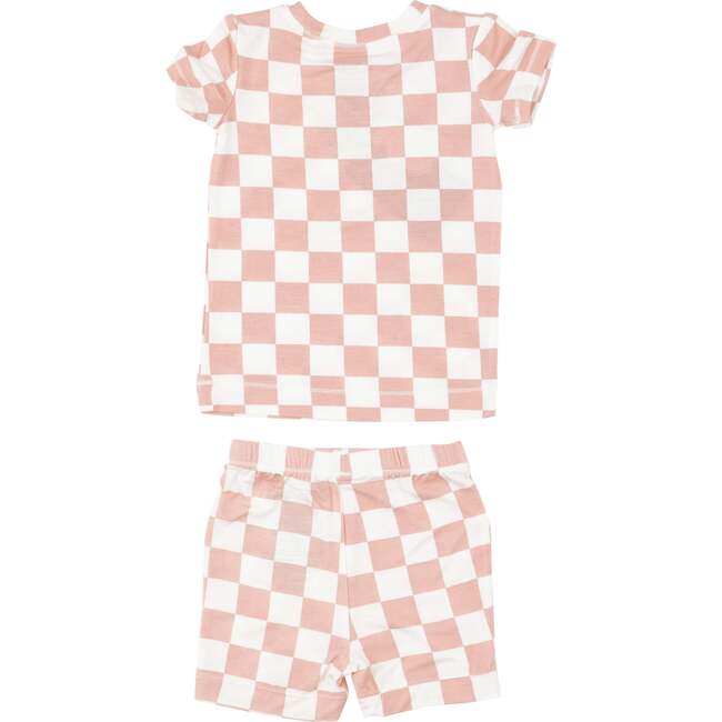 CHECKERBOARD PINK SHORT LOUNGE WEAR SET, Pink - Mixed Apparel Set - 3