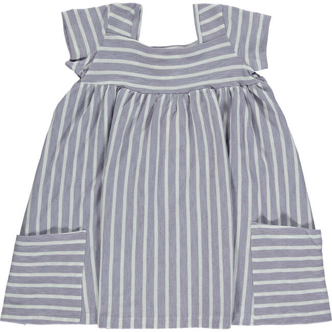 Rylie Striped Square Neck 2-Pocket Dress, Purple & Ivory