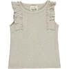 Raj Sleeveless Ruffle Trim Tank, Oatmeal - Shirts - 1 - thumbnail