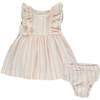 Michele Striped Flutter Sleeve Dress Set, Pink - Dresses - 1 - thumbnail