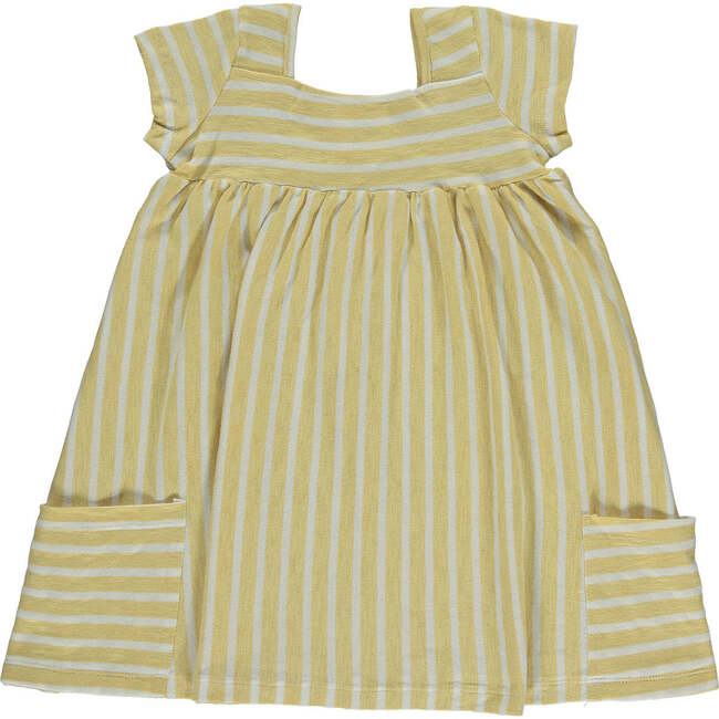 Rylie Striped Square Neck 2-Pocket Dress, Yellow & Ivory