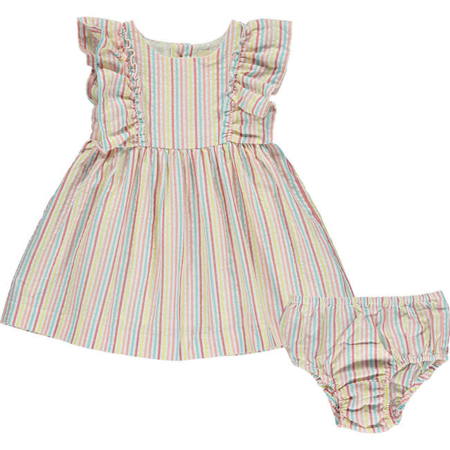 Michele Striped Flutter Sleeve Dress Set, Candy