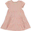 Iona Striped Short Sleeve 3-Tired Dress, Berry & Cream - Dresses - 1 - thumbnail