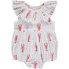 Maya Lobsters Print Ruffle Neck Sleeveless Bubble, White & Red - Onesies - 1 - thumbnail