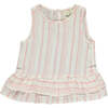 Amelia Striped 2-Tired Ruffle Hem Tank, Pink - Shirts - 1 - thumbnail