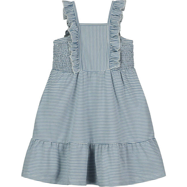 Ameera Striped Frilled Sleeveless Dress, Blue