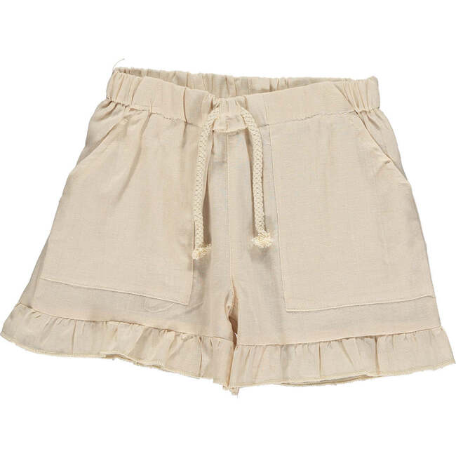 Brynlee Ruffle Hem 2-Large Pocket Shorts, Cream