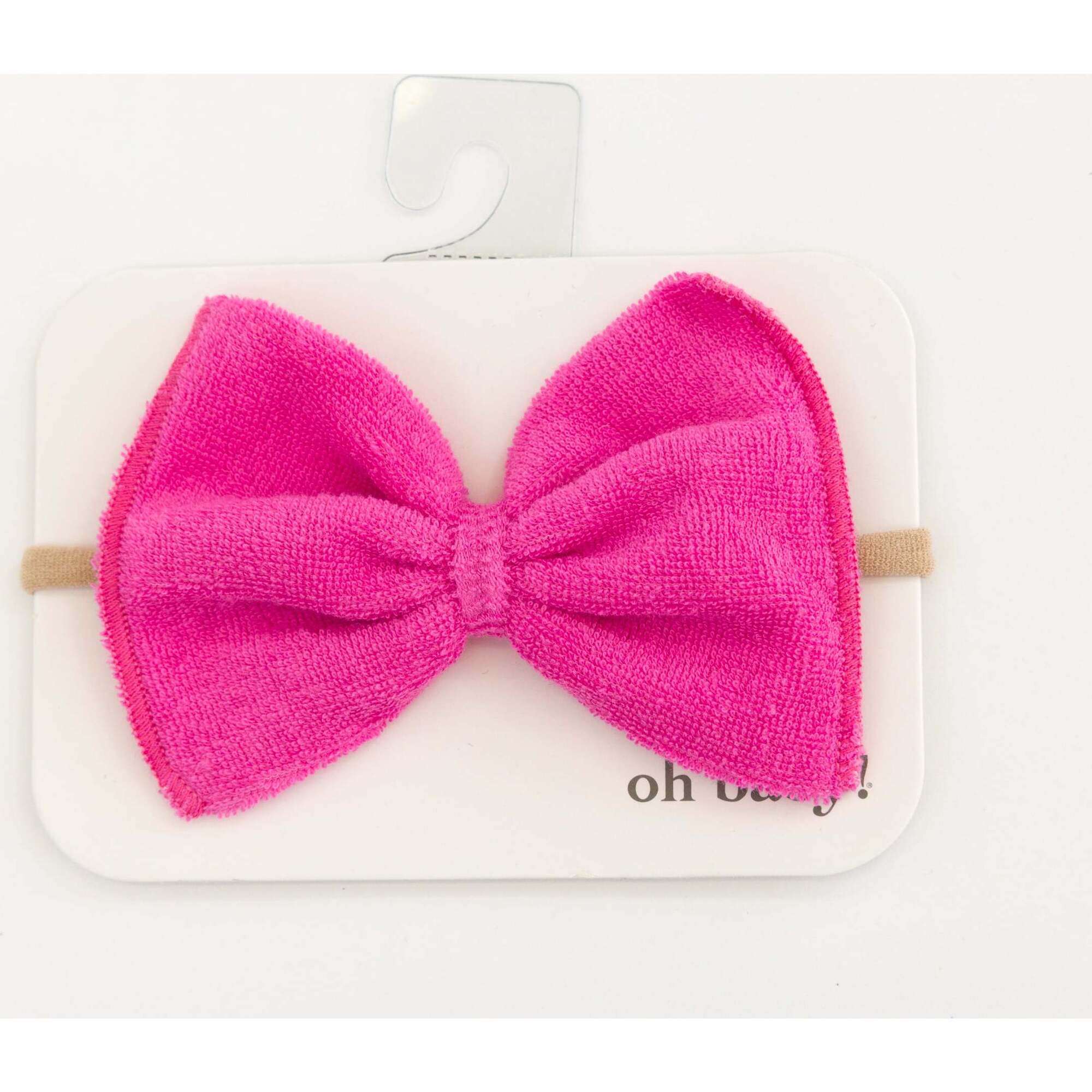 Terry Bow Nylon Headband, Cotton Candy - Headbands - 1