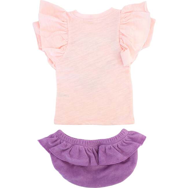 Ruffle Terry Heart BF SS Tee Skirted Tushie Set, Orchid - Mixed Apparel Set - 2