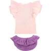 Ruffle Terry Heart BF SS Tee Skirted Tushie Set, Orchid - Mixed Apparel Set - 2