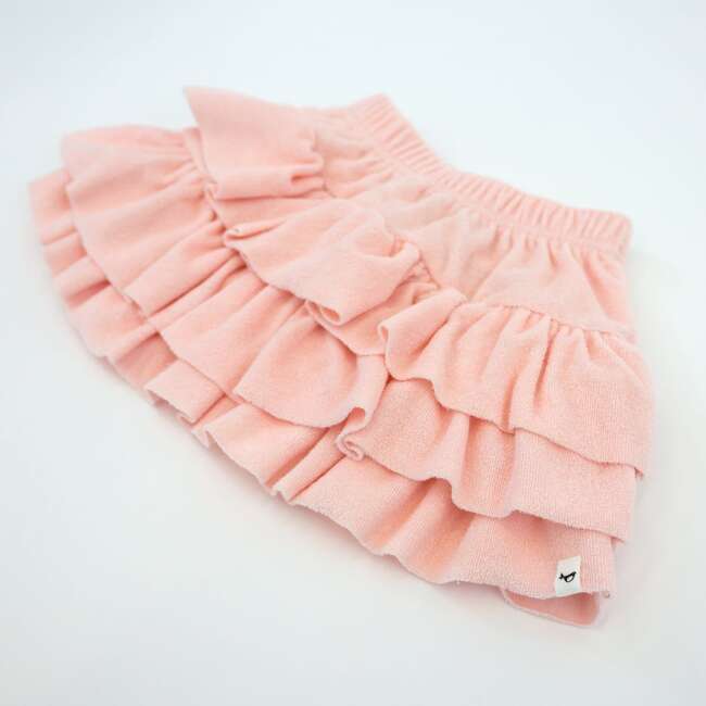 Terry Asymetric Layered Skirt, Pale Pink - Skirts - 3