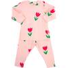 Cotton Candy Pink Tulips Print Two Piece Set, Pale Pink - Mixed Apparel Set - 1 - thumbnail