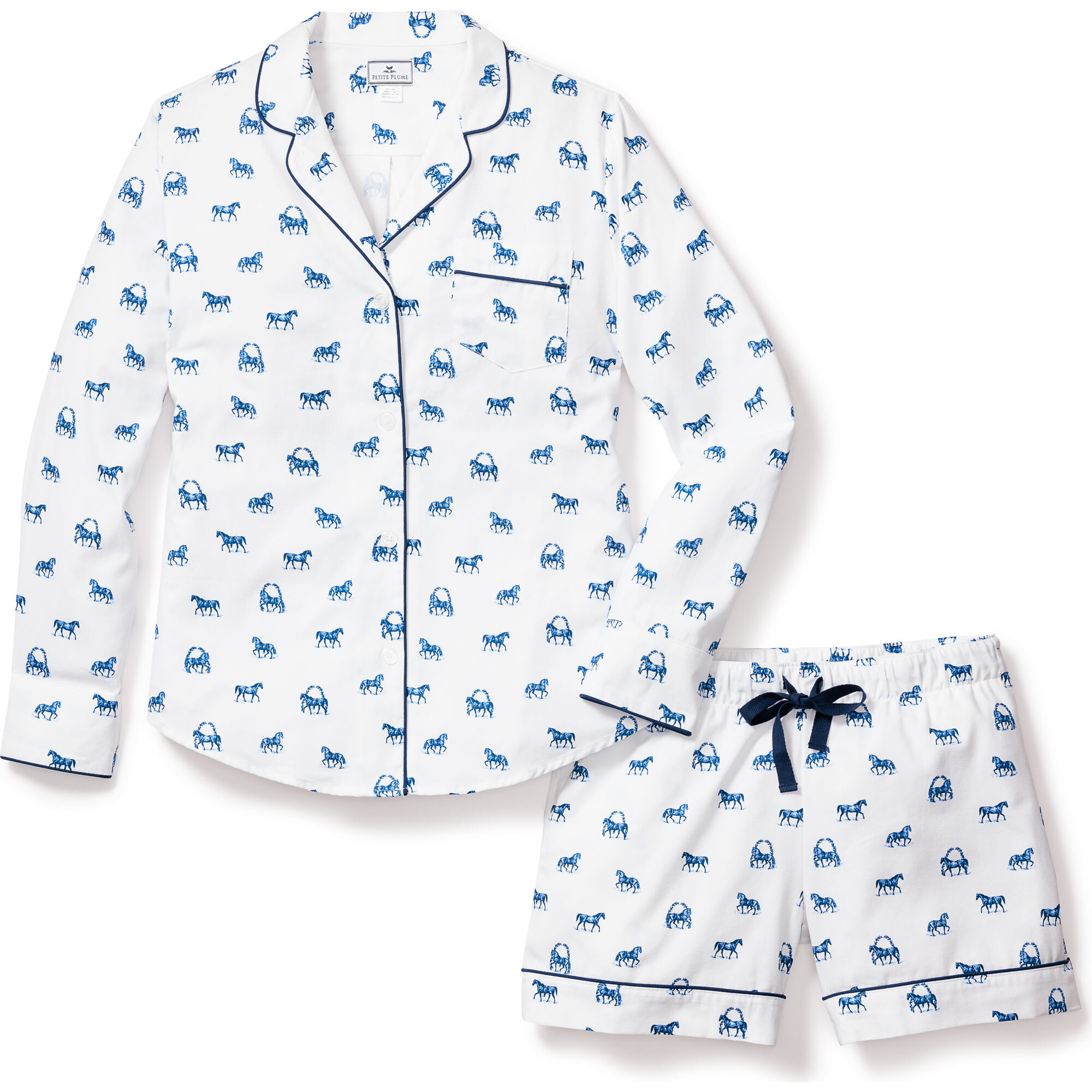Women's Long Sleeve Short Set, Equestrian - Pajamas - 1
